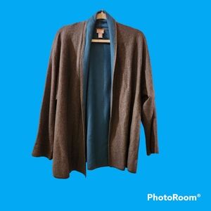 CHICO'S OPEN FRONT SWEATER GRAY AND TEAL COLOR CHICO'S SIZE 2 EXCELLENT CONDITIO